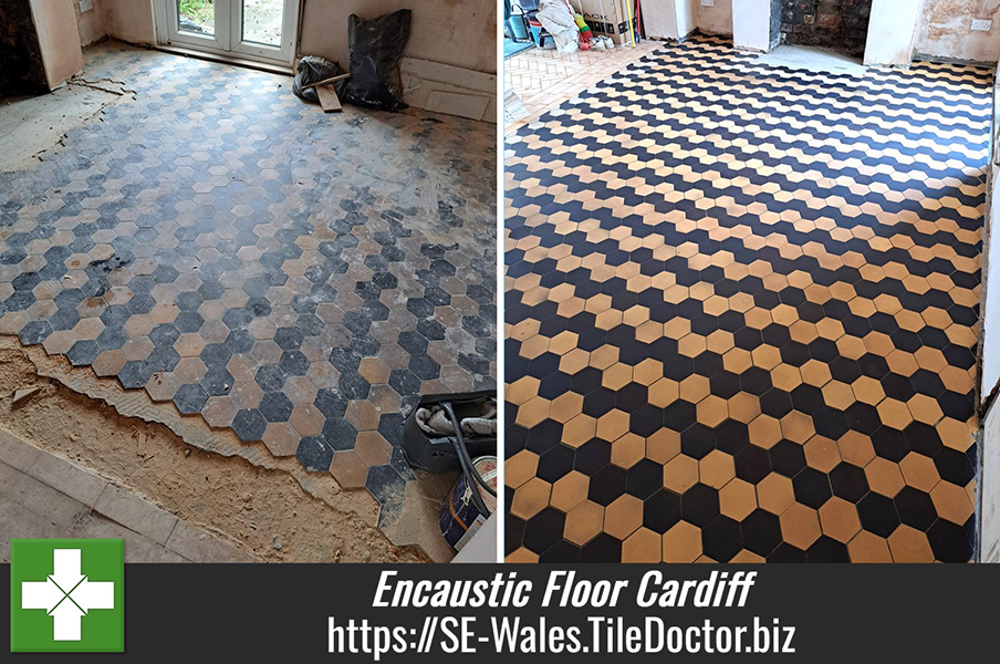 Art Deco Encaustic Tiled Floor Restoration Cardiff