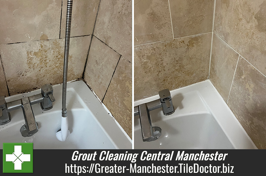 Travertine Style Bathroom Tile and Grout Cleaning Manchester