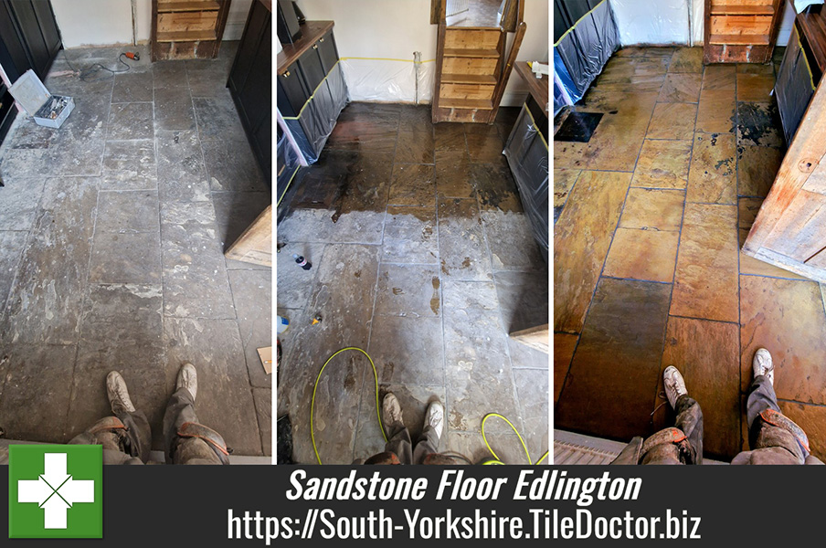 Dirty Sandstone Kitchen Floor Renovation Edlington Doncaster