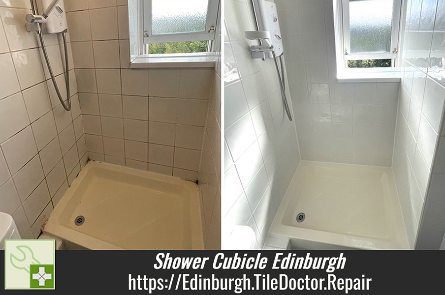 Heavily Stained Shower Cubicle Renovation Edinburgh City Centre